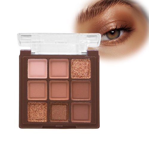 ONXK Brown Eyeshadow Palette Neutral - 9 Colors Matte Shimmer Tone Powder Eyeshadow Pallet Highly Pigmented Glitter Long Lasting Eye Shadow Natural Makeup