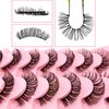 Russian Strip D Curl Lashes, Flu-ffy 18mm Fake Faux Mink Lashes that Look Like Extensions Curly Volume Wispy Eyelashes Natural Look 7 Pairs Pack(7P-E11)