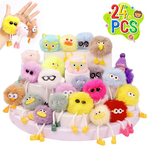 24 PCs Kids Keychains - Keychain Cute for Birthday Goodie Bags for Kids Party Favors Pinata Toys Classroom Prizes Elementary Carnival Prizes in Bulk Operation Christmas Child Bulk Items Class Prizes