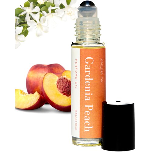 Gardenia Peach Delicious Pure Essential and Fragrance Oil Perfume Roll On with Organic Jojoba Oil, Eau de Toilette, Small-Batch, Made in California