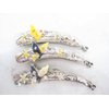 Generic Slim silver metal filigree flower butterfly banana hair claw clips with jewels Set B (Primary color: Pink)
