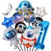 Finypa 12Pcs Space Theme Birthday Party Decoration Astronaut Spaceman Foil Balloons,1st Outer Space Birthday Party Supplies,Galaxy Balloons for Boy 1 Year Old Birthday Decor