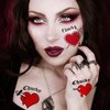 COKTAK 36 PCS Bride of Chucky Tattoo Heart For Women Men Kids Adults, Halloween Zombie Chucky Makeup Kit, Chucky Heart Temporary Tattoos Stickers Cosplay, Bride of Chucky Rave Party Accessories