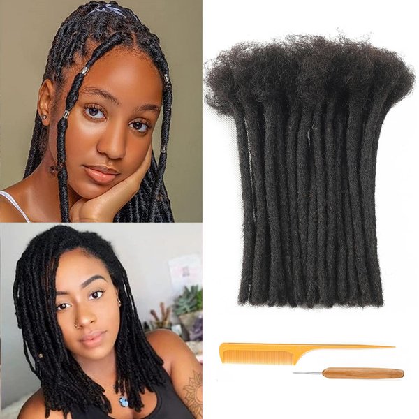 Zhen Lai Fa Loc Extensions Human Hair 6 Inch 30 Strands 0.6cm Width 100% Human Hair Full Handmade Permanent Dreadlock Extensions Bundles Can be Dyed and Bleached including Free Crochet Hook and Comb