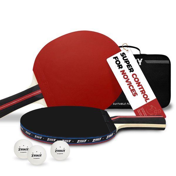 ZTTENLLY Ping Pong Paddles with Balls and Storage Case - Better Control & Sticky Inverted Rubber - Table Tennis Paddles Set of 2 for Indoor & Outdoor Games