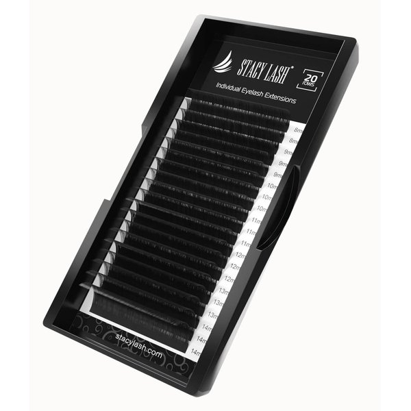Eyelash Extensions D Curl by Stacy Lash/Black Individual Mink Lashes Supplies (0.18mm;12mm)