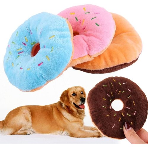 Htppzjr 1PCS Donut Shape Plush Blue Pet Toy,Lovely Donut Shaped Squeaky Squeaking Sound Toy for Pet Chew Toy Squeaky Plush Dog Toy Blueberry Squeaky Plush Dog Toy Chew Guard Technology