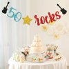 WeBenison 50 Rocks Birthday Banner Rock and Roll Music Theme 50th Birthday Banner / 50's Rock Guitar Birthday Party Decorations Glitter (50)