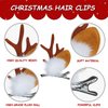 TailaiMei Christmas Hair Clip, 2 Pairs Cute Reindeer Antlers Ears Hair Accessory with Plush Ball, Christmas Hair Pins for Women Girls Kids and Party Favors