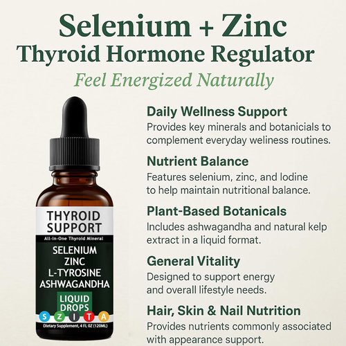 Thyroid Support Drops, Thyroid Support – Mineral & Herbal Supplement with Selenium, Zinc, L-Tyrosine & Ashwagandha – Daily Energy, Metabolism & Hormonal Balance (2)