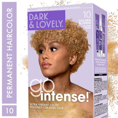 SoftSheen-Carson Dark and Lovely Ultra Vibrant Permanent Hair Color Go Intense Hair Dye for Dark Hair with Olive Oil for Shine and Softness, Golden Blonde
