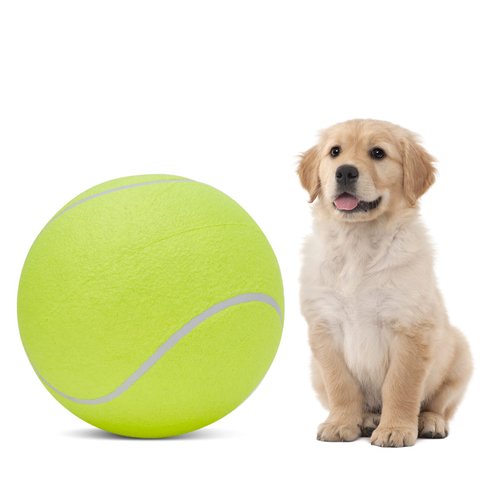 XCRUI 9.5" Big Tennis Ball,Inflatable Giant Tennis Balls Pet Chew Toy for Kids, Adults or Pet