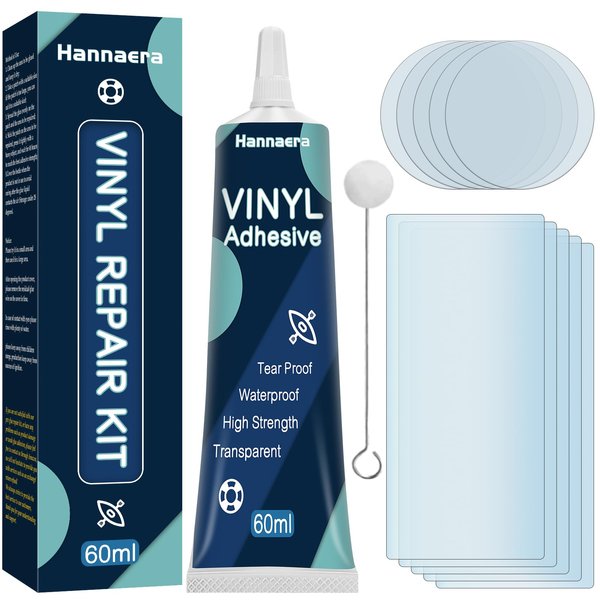 Hannaera Air Mattress Patch Kit, Transparent Inflatable Patch Repair Kit for PVC Boats, Air Mattress, Hot Tubs, Above Ground Swimming Pools & Inflatables(60ml)