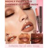 Hydrating Shimmer Lipstick,Moisturizing Jelly Lip Gloss,Nude Brown Lipstick Pen,Long Lasting Waterproof Tint Lip Balm Plumping Lip Stain Pen Glossy Butter Blam,Christmas Makeup Gift for Women Girl-02#