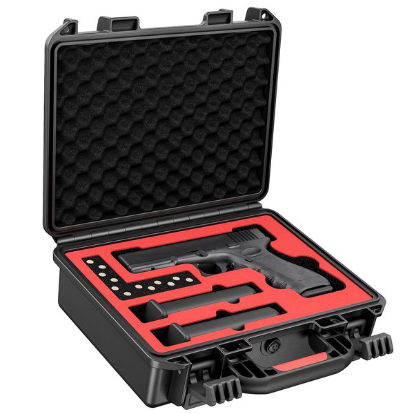 Kinghardcase Tactical Hard Gun Case for Glock, Water & Shock Proof Pistol Case Hard Shell With Foam TSA Approved Hard Case for GLOCK G17/G19/G43/G20/G21/G22/G23/G31/G32/G37/G38/G45 Pistol Accessories