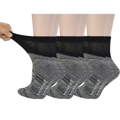 Yomandamor Women's 6 Pairs Diabetic Ankle Socks with Non-Binding Top And Cushion Sole,L Size(Socks Size:9-11)