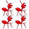 Cruis Cuka Metal Yard Art Garden Decor Cute Ant Outdoor Wall Sculptures Patio Lawn Ornament Fence Decoraions - Set of 4 Red