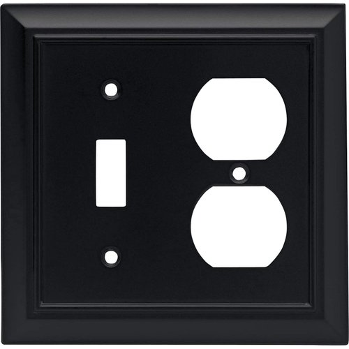 Franklin Brass Architectural Single Toggle Switch/Duplex Outlet Wall Plate / Switch Plate / Cover, Flat Black, Packaging May Vary