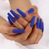Funyrich Long Coffin Press on Nails Blue Artificial Fake Nails Ballerina Matte Full Cover False Nail for Women and Girls (24 Pcs)