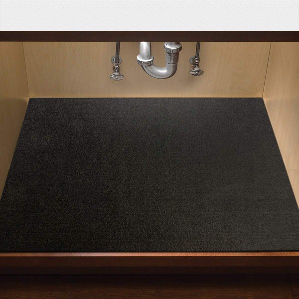 ITSOFT Under The Sink Mat, Kitchen Tray Drip, Cabinet Liner, Waterproof Layer, Reusable, Washable 36 x 36 Inches Black