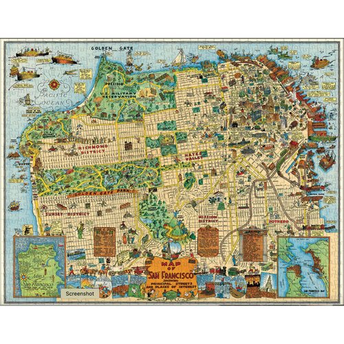 Cavallini 1000 Piece Puzzle, Map of San Francisco (PZL/SFMAP)