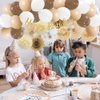 Brown Beige Birthday Party Decorations Paper Fans Cream Brown Birthday Decorations White Brown and Beige Balloon Garland Kit Boho Birthday Party Decorations for Women Girls with Birthday Cake Topper