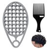 KOUPA Silicone Curly Hair Brush with Pick Comb, One Piece Twist Curl Comb for Afro Curls, Washable Hair Tool for Men Women, Grey