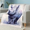 ALIFAFA Rhino Blanket, Cute Rhinoceros Throw Blanket, Rhino Gifts for Kids, Gifts for Rhino Lovers, Soft Plush Rhino Fleece Blanket, Rhino Themed Birthday, 50"x40"
