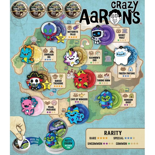 Crazy Aaron's Putty Mini Tins Lost Treasure Guardians Peel to Reveal Putty and Charms (Collect All 10) Gift Set Party Bundle - 4 Pack (.47oz Each) *Items are Assorted and May Contain Duplicates