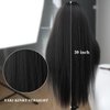 Civrie 30 inch long Kinky Straight Wig Wear and Go Glueless Wigs Pre Plucked Pre Cut Yaki Synthetic Wigs for Black Women Soft Natural Black