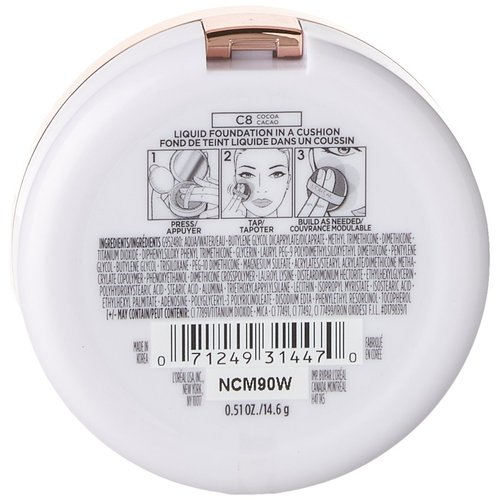 L'Oréal Paris True Match Lumi Cushion Foundation, C8 Cocoa, 0.51 oz.
