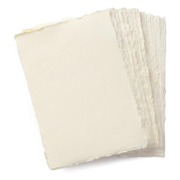 Handmade A6 Cream Mixed Media Paper with Deckle Edge - 4x6-150 GSM -Colored Cold Press Textured Paper Made with Recycled Cotton for Crafts, Card Making, Sketching, Watercolor - 50 Sheets