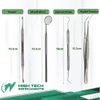 7 Pcs Oral Hygiene Kit Plaque Remover Professional Dental Picks for Teeth, Scraper, Serrated Tweezers, Mouth Mirror, Double Ended Picks for Gum Care Cleaning Set - Stainless Steel with Carrying Case