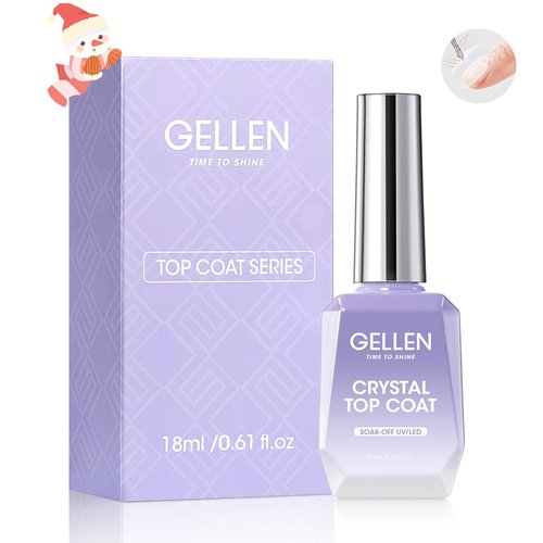 Gellen 18ml Gel Top Coat, Superior High Gloss Shiny Nail Top Coat, Soak off UV LED Drying Polish Finish, Long Lasting Top Coat Gel for Starter Nail Salon at Home DIY Nail Art Manicure