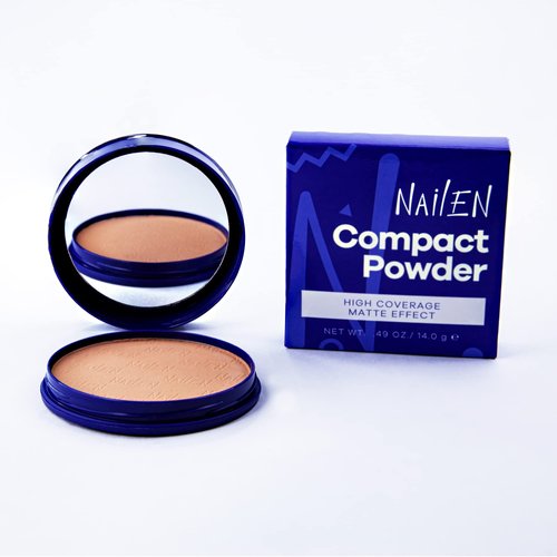 Nailen Compact Makeup Setting Powder with Matte Finish, Shine Control, Full Coverage - Ideal for All Skin Types & Poreless Smooth Look - Tone 5, (1 Count)