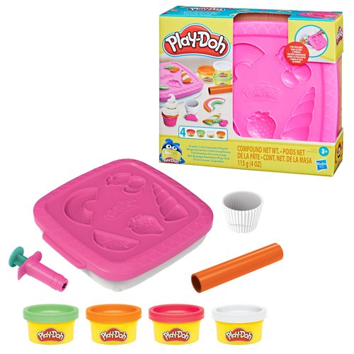 Play-Doh Create ‘n Go Cupcakes Playset, 4 Colors & Storage Container, Play Food Sets, Christmas Stocking Stuffers, Preschool Toys, Kids Arts & Crafts, Ages 3+
