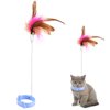 Cat Teasing Wand, Cat Teaser Wand Toy Silicone Adjustable Cat Feather Collar Toys with Bell Cat Interactive Teaser Toys for Indoor Cat Kittens Playing Exercise (Blue)
