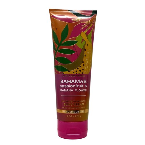 Bath & Body Works Bahamas Passionfruit & Banana Flower Duo Set - Body Cream and Shower Gel with a Himalayan Salts Springs Sample Bar Soap