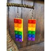 Long Colorful Lego Building Blocks Dangle Earrings by Pashal