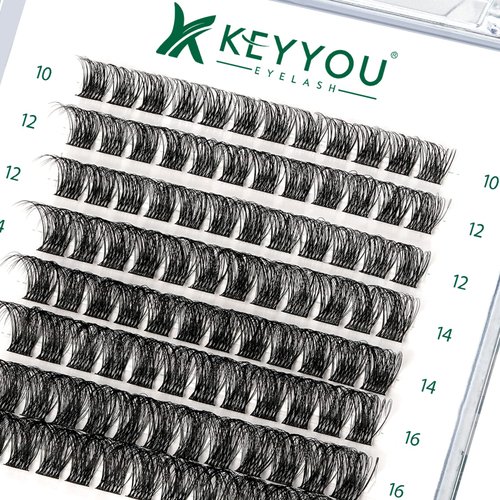 Lash Clusters 96pcs Individual Lashes D Curl 10-18MIX Cluster Lashes KEYYOU Volume Wispy Lash Extension Soft&Comfortable Easy DIY at Home(Y11 D-10-18MIX)