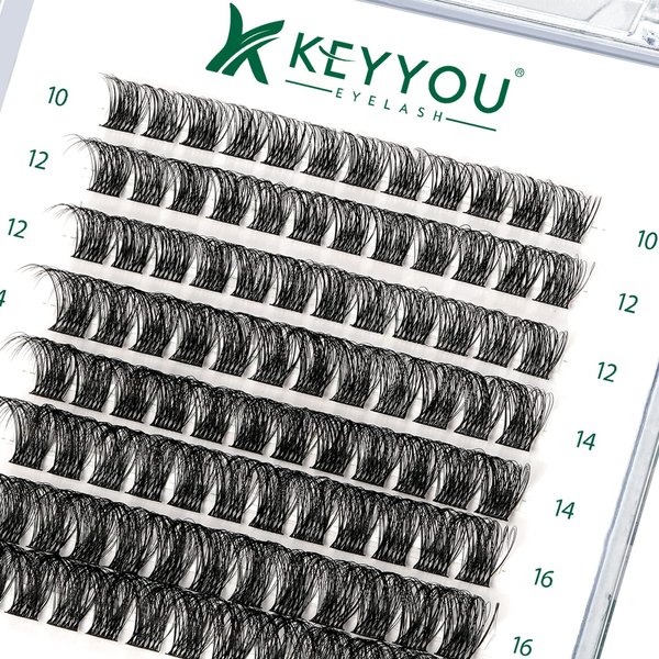 Lash Clusters 96pcs Individual Lashes D Curl 10-18MIX Cluster Lashes KEYYOU Volume Wispy Lash Extension Soft&Comfortable Easy DIY at Home(Y11 D-10-18MIX)