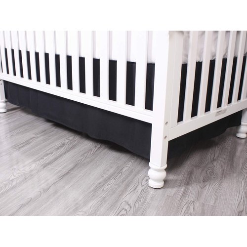 Belsden Black Crib Skirt with Durable Woven Platform, Both Long Sides Pleated, Split Corners Dust Ruffle for Easy Placement on Bed Board Frame, 14 inches (36cm) Length Drop, Black Color