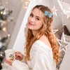 Christmas Bow Hair Clips White Snowflake Glitter Hair Clips Blue Glitter Hair Bow Clip Blue Sapphire Hairgrips White Diamond Hair Clip Design Christmas New Year Party Hair Accessories for Girls Women