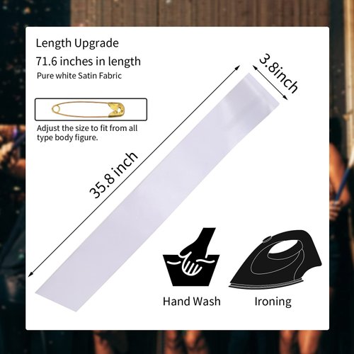 CIEHER 6 Pack Sashes White Sash Blank Satin Sash Bride Sash Custom Sash Prom Court Sash Mommy to Be Sash Birthday Sash Bride to Be Sash Bachelorette Sash 2024 Graduation Sash, Make Your Own