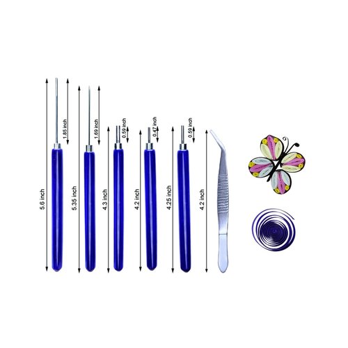 8 Pieces,Quilling Kits,Paper Quilling Tools,Quilling Knitting Board,Quilling Needles,Quilling Curling Coach,Paper Craft DIY Tools,Assorted Sizes Rolling Curling Quilling Needle Pen,XIWUMOER (Blue)