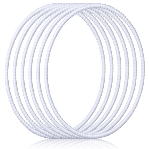 Shappy 6 Pcs Exercise Hoop Detachable Adjustable Plastic Toy Hoop Playground Toys Colored Hoop Circles for Teens Games Gymnastics Dog Agility Equipment Party Decor(28 Inch,White)