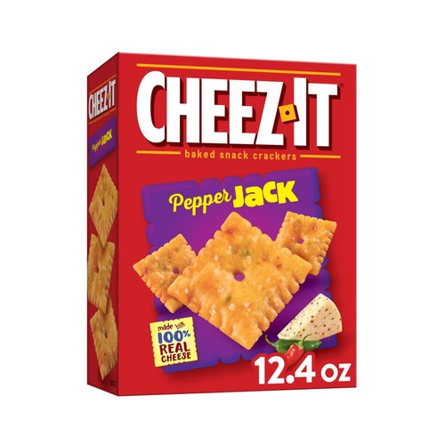 Cheez-It Cheese Crackers, Baked Snack Crackers, Office and Kids Snacks, Pepper Jack, 12.4oz Box (1 Box)