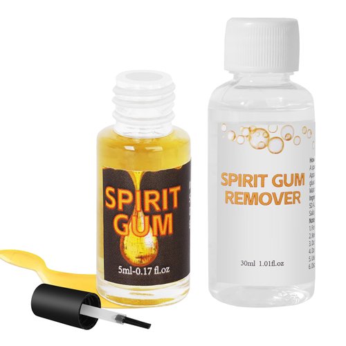 Halloween Spirit Gum & Remover Combo Kit, Spirit Gum + SFX Makeup Remover, Professional Prosthetic Make Up Glue for Halloween, Cosplay, Special FX, Stage