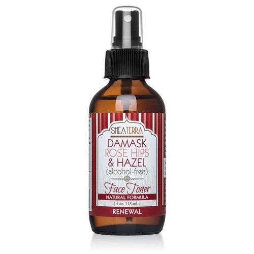Shea Terra Organics Beauty Water, Toner & Face Mist – Damask Rose Hips & Hazel | Natural Daily Hydrating Toner with Anti-Aging Rose & Witch Hazel to Soothe & Cleanse Inflamed Skin & Fight Acne – 4 oz