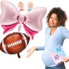 12 Pieces Gender Reveal Football Balloons Includes 6 Pink Bow Foil Balloons and 6 Football Foil Balloons Decoration Supplies Party Accessories for Gender Reveal Football Party, Baby Shower, Birthday